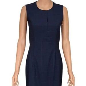 HUGO BOSS DENSINA WOOL BLEND NAVY PLAID DRESS sz 2 us/ 6 uk/ 38 it